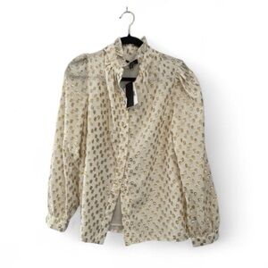 New nwt lea & viola white and gold blouse medium